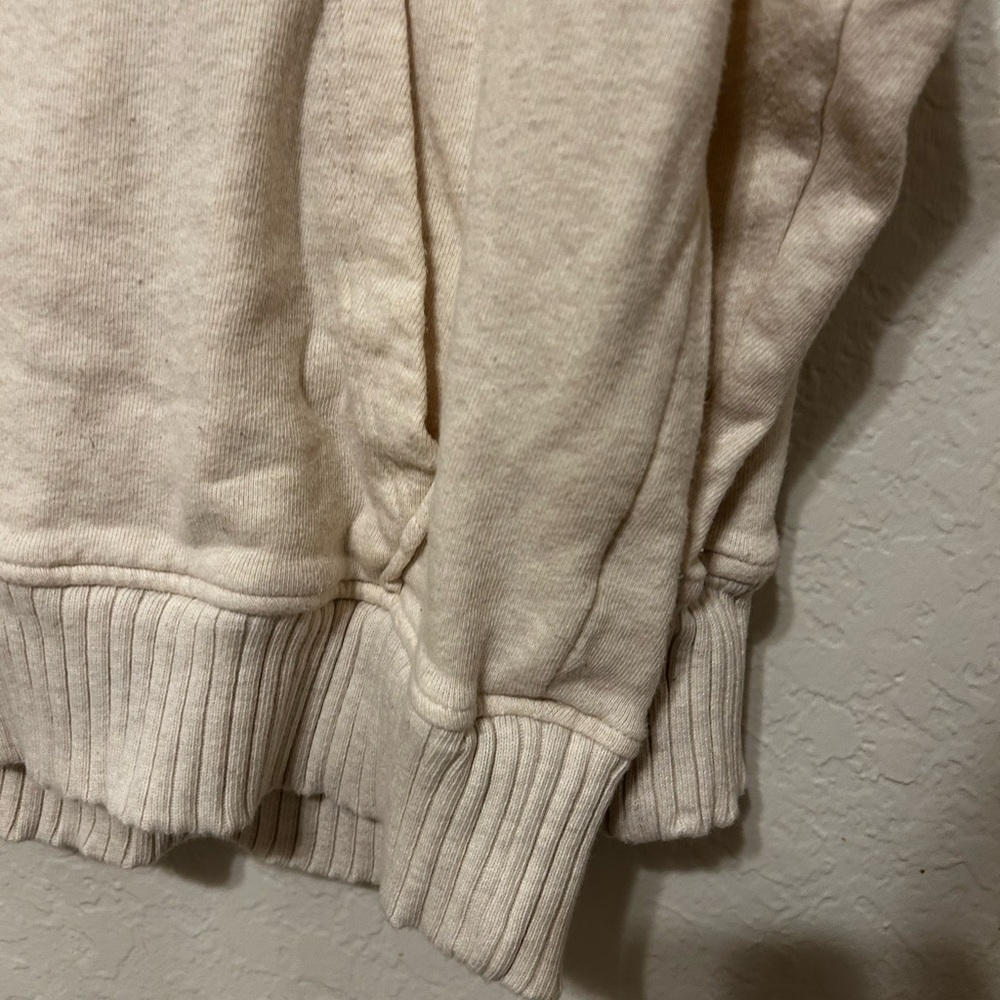 🪗Aerie Cream Women's Pullover Hoodie size M GUC down to earth Henley tan - Picture 5 of 5